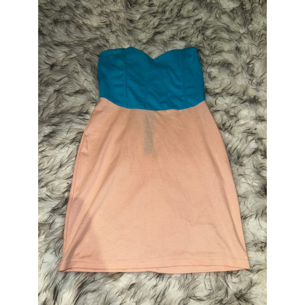 TOBI Strapless Dress S Peach Teal